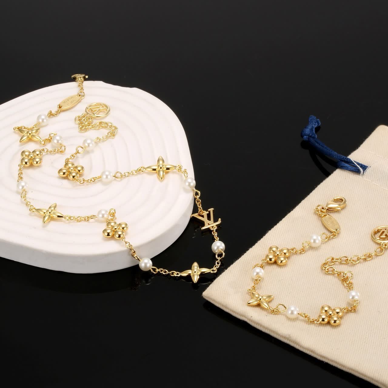 Louis Vuitton Gold and Pearl Bracelet